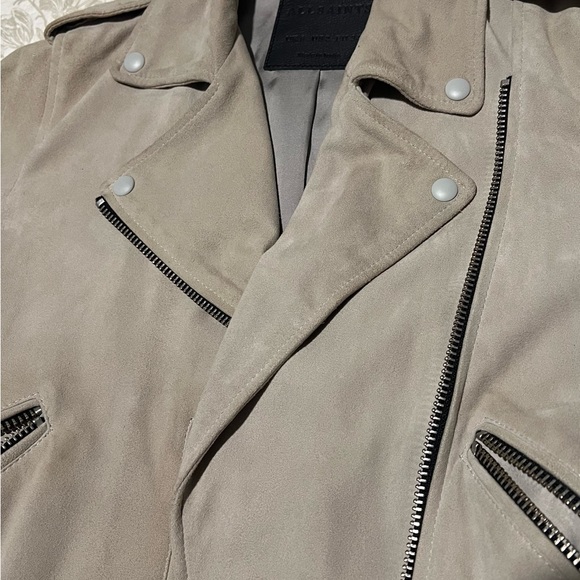AllSaints Suede Biker Jacket Size US2/XS - Picture 7 of 9